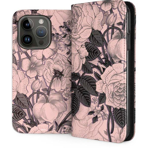 Rose Quartz Floral iPhone 15 Pro Folio Case